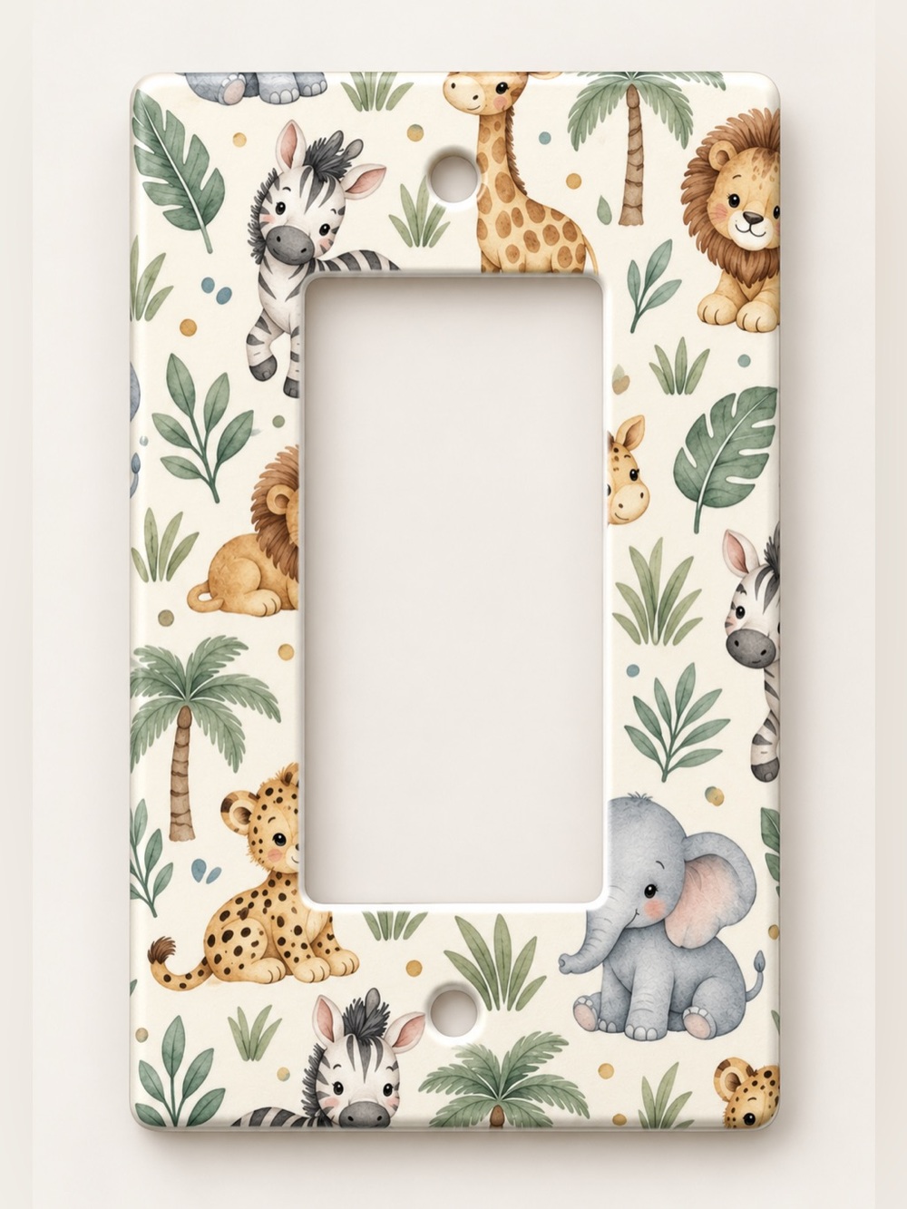 Cute Safari Animals Kids Nursery Jungle Rocker GFCI Wall Plate Cover